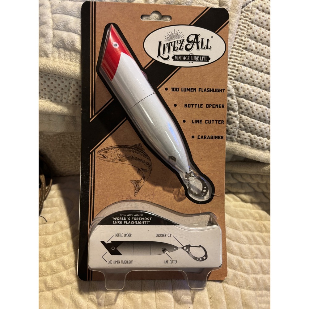 Litez All Vintage Lure Light Flashlight Bottle Opener Line‎ Cutter Carabiner
